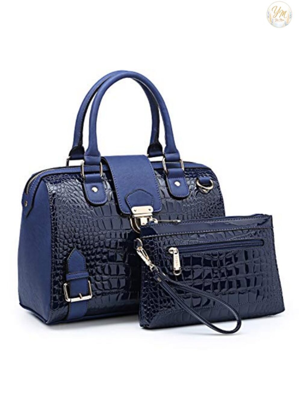 Women's Vegan Leather Satchel Purse Top Handle Work Tote Bag with Crocodile